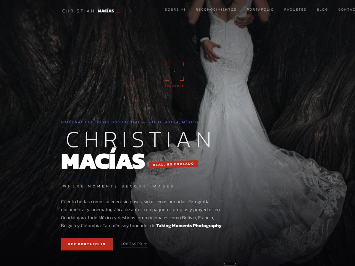 Captura de la página de inicio de christianmacias.com